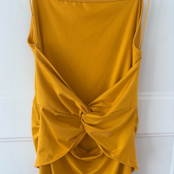 SHEIN Mustard Yellow Twist Front Midi Dress XL - Picture 4 of 5